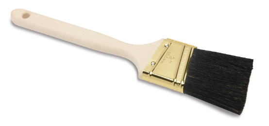 Flat Angle Sash Brush, Black Polyester Bristle