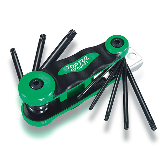 Star Key Set, Folding Torx, Steel, T6-T27, 8-Pc
